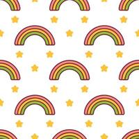 Sparkling rainbows and pots of gold seamless tile pattern with magical accents vector