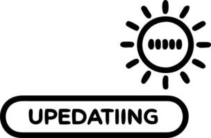 Software updates represented by an Updating message alongside a glowing circular progress bar in a digital interface vector