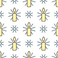 Sparkling snowflake and candlelight seamless tile pattern with warm winter glow vector
