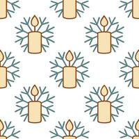 Snowflake and holiday candle seamless tile pattern with warm glow and frosty accents vector