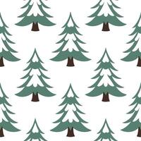 Snow covered pine trees seamless tile pattern with soft white snow and evergreen foliage vector