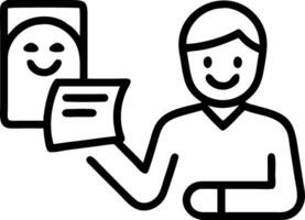 Smiling mature HR manager holding CV guiding job interview or client consult representing thorough professional insights dynamic engagement vector