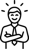 Smiling mature male CEO in office arms crossed projecting reliability driven by results symbolizing entrepreneurial foresight vector