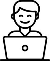 Smiling indian business man working on laptop at home office young indian student or remote teacher using computer remote studying virtual training watching online education webina vector