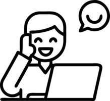 Smiling busy mature older professional business man executive manager talking on the phone making mobile call on cellphone in office working at laptop computer tech communicating a vector