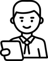 Smiling busy young latin business man manager using tablet computer happy hispanic businessman executive looking at camera holding tab working standing in office portrait concept vector