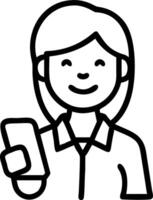 Smiling African American business woman using smartphone standing in office Set 2 vector