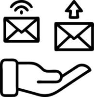 Smart notifications email and task notification icons hovering around a hand vector
