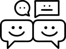Smiley icons and feedback bubbles float above a table representing customer interaction and engagement strategies vector