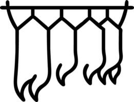 Silk yarn is dyed with natural dyes hanging to dry after traditional dye process vector