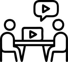 Sitting at plain table discussing passive income YouTube monetization planning topics optimizing thumbnails setting ad breaks vector
