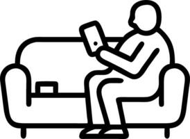 Senior middle aged man on couch using smartphone exploring social media and finances embracing tech savvy independence vector