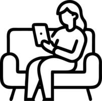Serious mature middle aged senior woman at home on couch holding mobile cellphone reading news or watching online learning class having call using mobile application concept vector