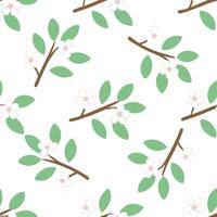 Serene spring nature seamless pattern with gentle tree branches and subtle flower details for calming decor vector
