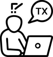 Seated with laptop scanning tax season FAQs clarifying forms deadlines possible credits reducing confusion securing timely accurate filings vector