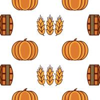 Rustic barn seamless tile pattern with wooden textures hay bales and autumn harvest elements vector