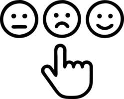 Row of emojis from sad to happy with a finger selecting Happy representing emotional feedback icons in a digital feedback system Set 2 vector