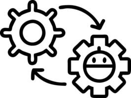 Robot icons and gears symbolizing automation processes and streamlined workflows in modern workplaces vector