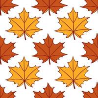 Rustic autumn leaves seamless tile pattern with deep reds oranges and yellows vector
