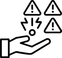 Risk management depicted by red alert icons flashing as a hand hovers over them indicating potential risks in a security scenario vector