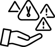 Risk assessment a hand interacting with alert icons and hazard triangles showcasing risk management vector
