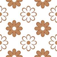 Retro summer flowers seamless pattern with vintage florals and muted earth tones for a nostalgic summer design vector
