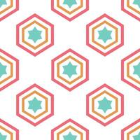 Retro polygon seamless pattern bold pastel colors on white background suitable for vibrant designs vector