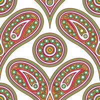 Retro paisley seamless pattern with intricate swirls and rich colors for artistic applications vector