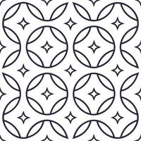 Retro geometric seamless tile pattern celestial motifs on white background perfect for mystical decor vector