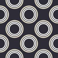 Retro futuristic seamless pattern with metallic retro circles on dark background vector