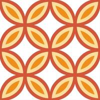 Retro circles seamless pattern with overlapping geometric shapes in vibrant 70s color palette vector