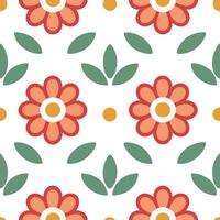 Retro floral seamless pattern with abstract blooms and bold color contrasts for modern spring designs vector