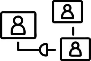 Remote collaboration depicted by digital screens with team member icons connected in a virtual workspace environment Set 3 vector