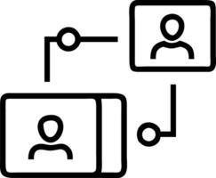 Remote collaboration depicted by digital screens with team member icons connected in a virtual workspace environment Set 2 vector
