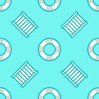 Refreshing poolside vibes seamless tile pattern with bright turquoise water and lounge chairs vector