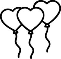 Red heart shaped party balloons isolated on transparent background representing Christmas and happy birthday themes Set 7 vector