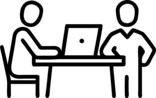 Professionals team talking planning project at work attorney or bank manager consulting client investor in office two happy executives working on laptop discussing financial docume Set 2 vector