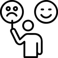 Professional selecting between happy and sad feedback on a holographic interface vector