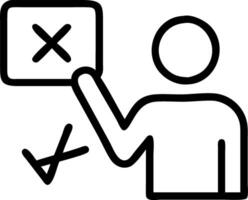 Professional selecting approval or rejection options on a holographic check and cross interface vector
