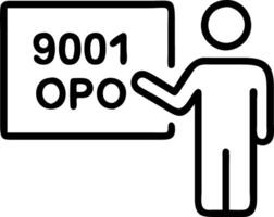 Professional presenting ISO 9001 compliance and quality management using a holographic interface vector