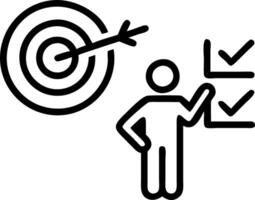 Professional pointing at glowing digital target with checklist and progress steps vector