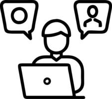 Professional Hispanic HR manager at laptop addressing emails orchestrating team tasks ensuring corporate efficiency vector