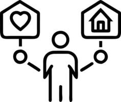 Professional interacting with glowing icons of housing family and security through digital holographic tools vector