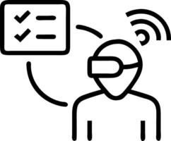 Professional interacting with futuristic task checklist and holographic progress indicators vector