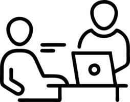 Professional bank manager assisting client on tax details two seasoned executives cooperating on laptop refining financial solutions vector