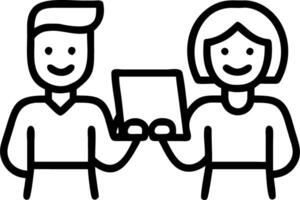 Professional business people two happy busy business man and woman executives partners team working together standing in office using digital tablet in corporate cooperation on com Set 4 vector