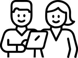 Professional business people two happy busy business man and woman executives partners team working together standing in office using digital tablet in corporate cooperation on com Set 2 vector