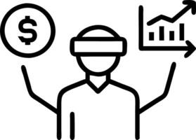 Professional analyzing futuristic financial metrics through holographic cost saving tools vector
