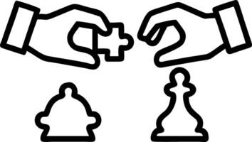 Problem Solving Chess pieces or puzzle pieces arranged by hands vector