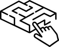 Problem solving maze illustrated by a holographic maze with a hand placing the solution in a complex problem solving scenario vector